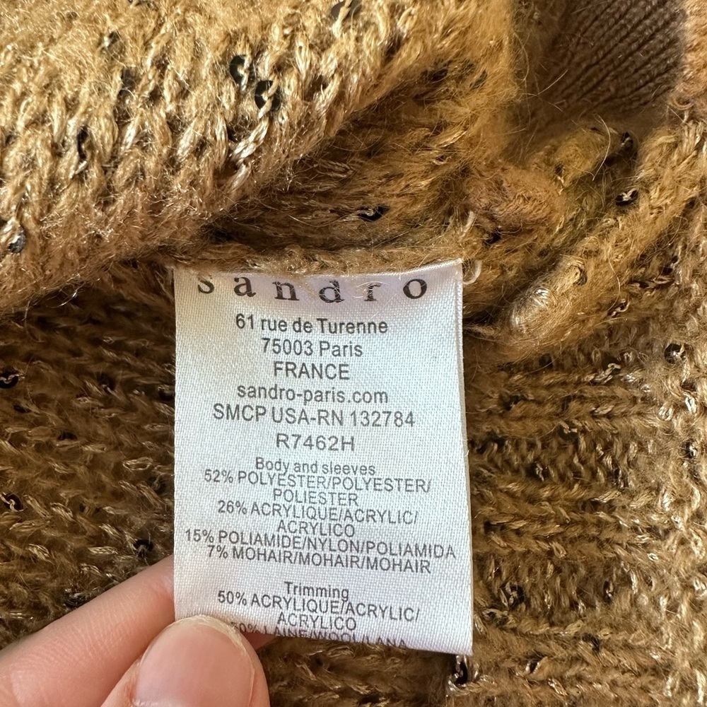 Sandro Tan Textured Knit Sweater Dress - Picture 5 of 5